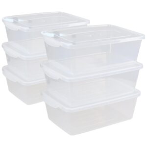 qqbine 16 quart clear latching storage box, plastic storage container, latching bin with lid, 6 packs