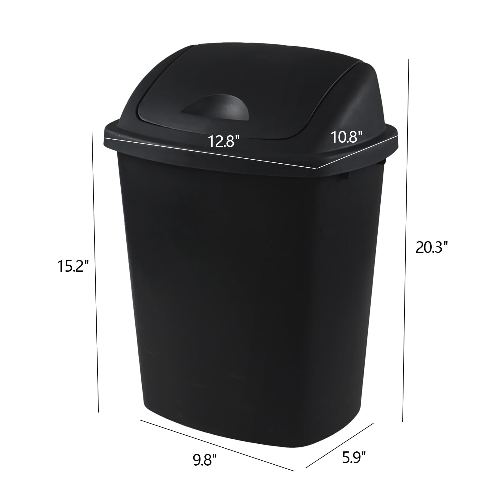 Qqbine 7 Gallon Garbage Can Swing Top, 4 Packs Plastic Trash Can Swing Lid, Swing Garbage Can for Home and Office, Black