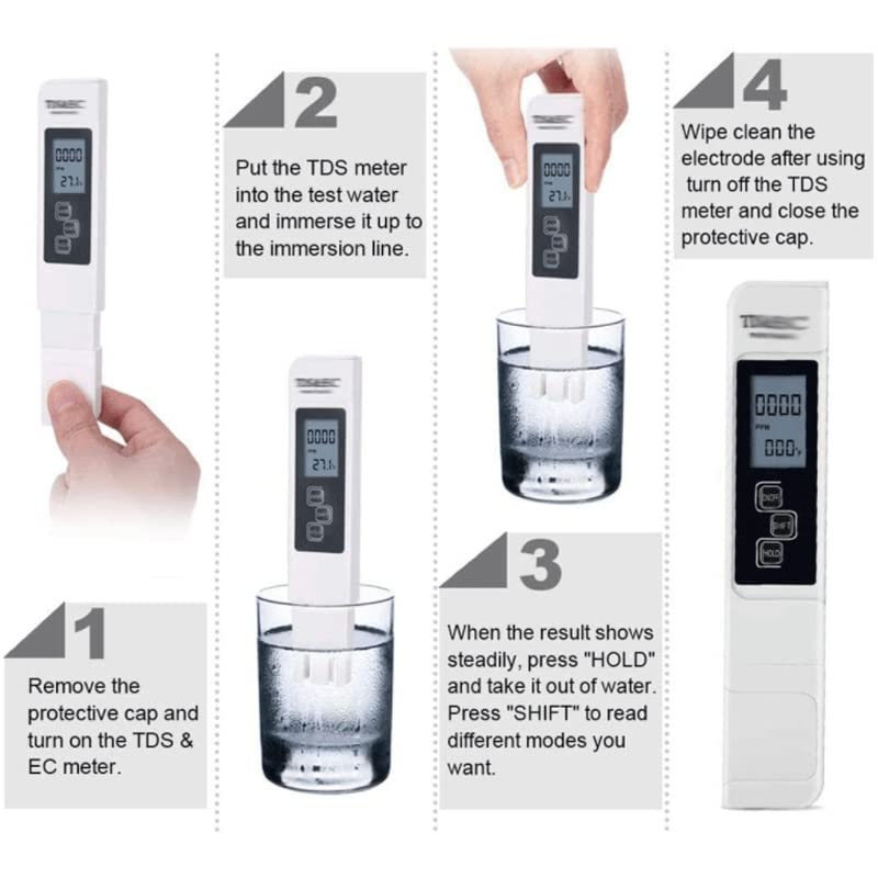 NANZANG Digital Water Quality Tester TDS EC Meter Range 0-9990 Multifunctional Water Purity Temperature Meter TEMP PPM Tester