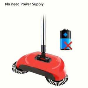 Generic 3-in-1 Easy Sweep: Hand Push Sweeper, Mop, Vacuum Combo for All Hard Floors - Effective on Pet Hair & Spills, Extra Cloths Included (Bright Red,Broom + 2 Original Cloths)