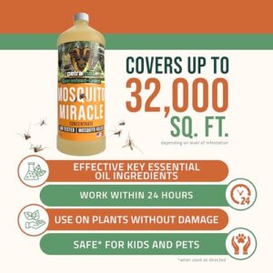 PetraMax Mosquito Miracle - Mosquito Spray for Yard, Mosquito Killer - Mosquito Fogger Liquid, Pet and Kid Safe Mosquito Yard Spray, Tested Formula - Mosquito Fogger Outdoor Spray, 32Oz