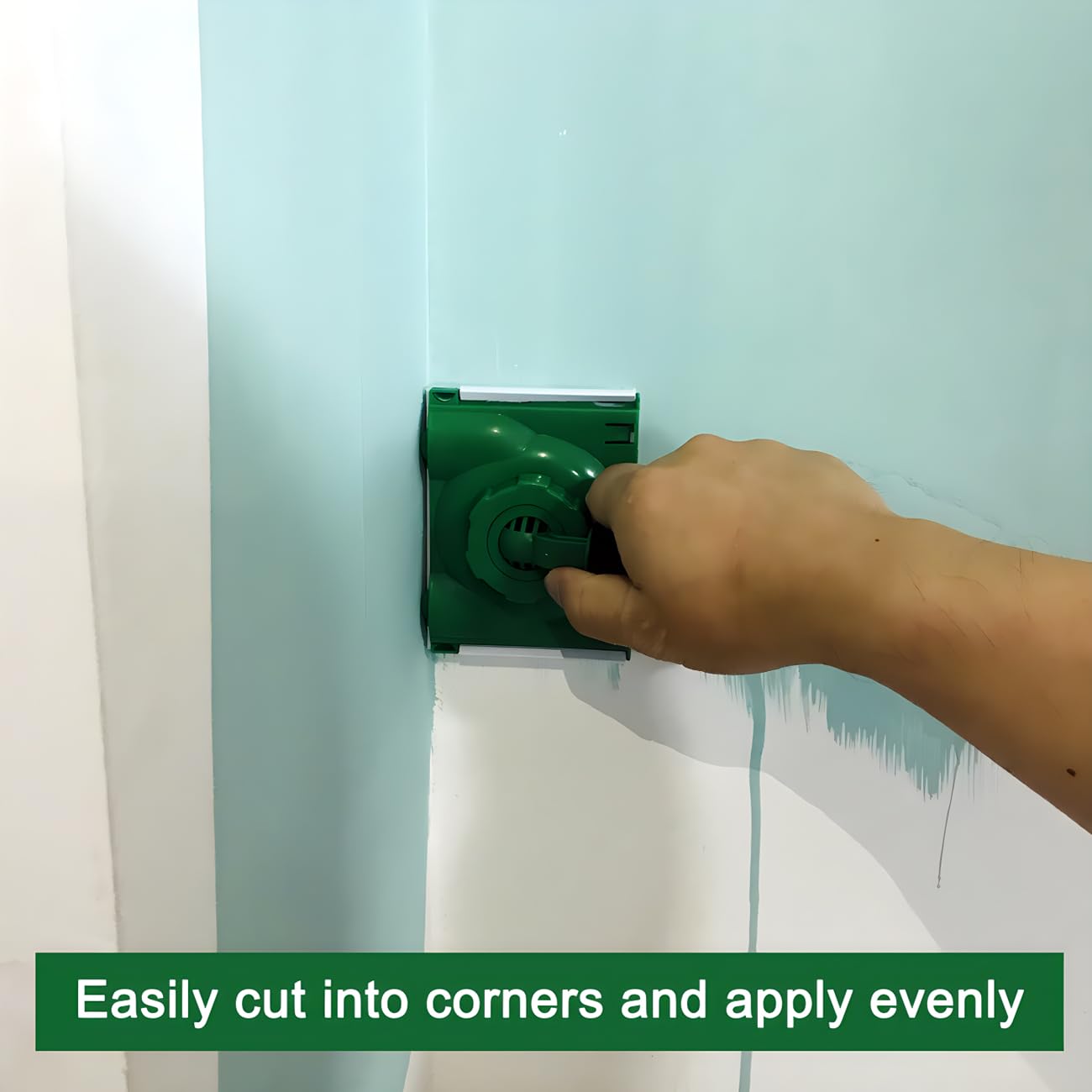 BANCOO Paint Edge Trimmer Plus Two Replace Pads | Corner Walls & Ceilings Pad Painter | Edge Painting Tool with Pad Refills | Paint Edger for Wall Painting | Paint Pad Applicator（Green）