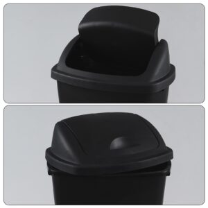 Qqbine 7 Gallon Garbage Can Swing Top, 4 Packs Plastic Trash Can Swing Lid, Swing Garbage Can for Home and Office, Black