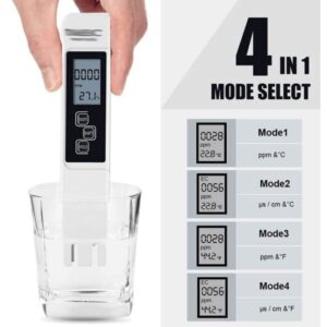 NANZANG Digital Water Quality Tester TDS EC Meter Range 0-9990 Multifunctional Water Purity Temperature Meter TEMP PPM Tester