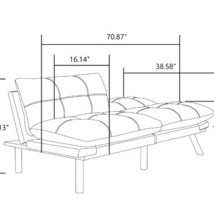 JDMYC Furniture Modern 71" Futon Sofa Bed, Velvet Small Sofa Couch Bed with 6 Support Legs, Sleeper Sofa, Loveseat for Living Room, Home Office, Bedroom, Small Spaces, Guest Room, Apartment (Green)