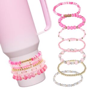 bracelets for stanley cup accessories, 7pcs for stanley cup 40 oz&30 oz, attachments for stanley decorations (pink)