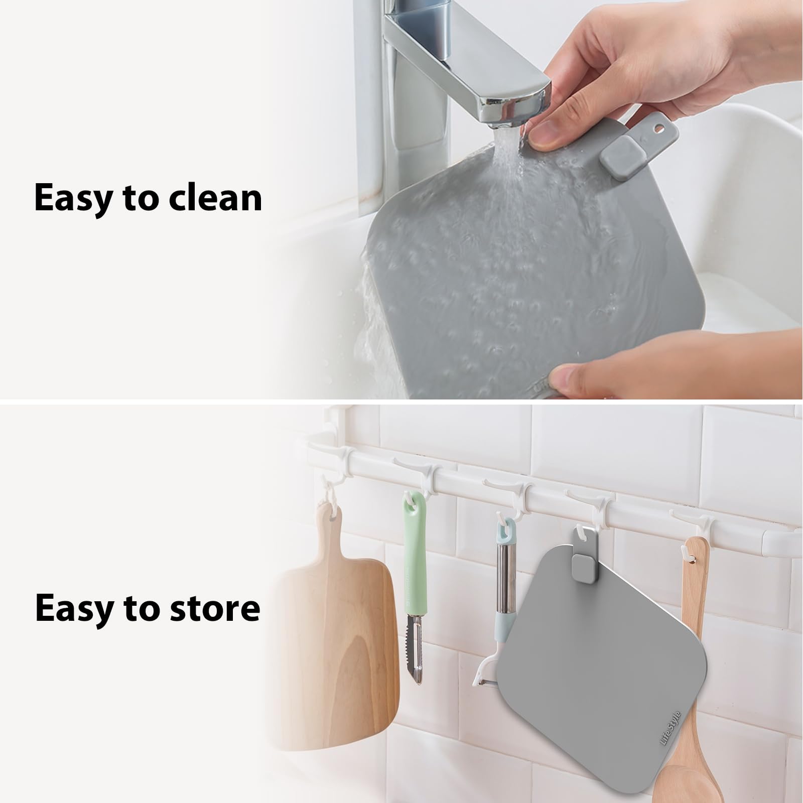 Tub Stopper Silicone Floor Drain Anti-Odor Mat, 5.9 inch Drain Plug Hair Stopper Flat, Bathtub Stoppers Flat Bathtub Drain Cover, Bathroom Accessories, Sink Cover- 2 Pack, Gray