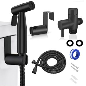 handheld bidet sprayer for toilet: premium stainless steel cloth diaper sprayer set, upgraded jet sprayer for toilet w/leakproof hose, high pressure bathroom bidet sprayer set muslim shower (black)