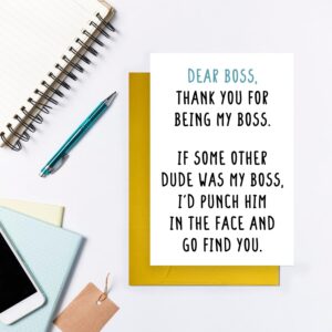 COLINHELIN Lovely Boss Thank You Card For Him, Funny Boss Day Card for Boss Men, Appreciation Card for Male Boss Leader, Boss Day Gift for Boss, Female Boss Card For Him, Boss Birthday for Him Men