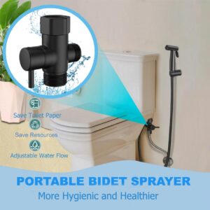 Handheld Bidet Sprayer for Toilet: Premium Stainless Steel Cloth Diaper Sprayer Set, Upgraded Jet Sprayer for Toilet w/Leakproof Hose, High Pressure Bathroom Bidet Sprayer Set Muslim Shower (Black)