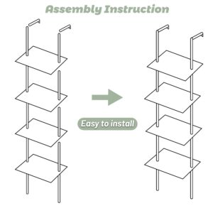 Cutora Acrylic Ladder Bookshelf 9.5" D x 15.6" W x 60" H Clear Bookcase Narrow Display Shelf for Small Space Wall Mounted Storage Rack for Living Room Bedroom Cloakroom Bathroom (4-Tier)