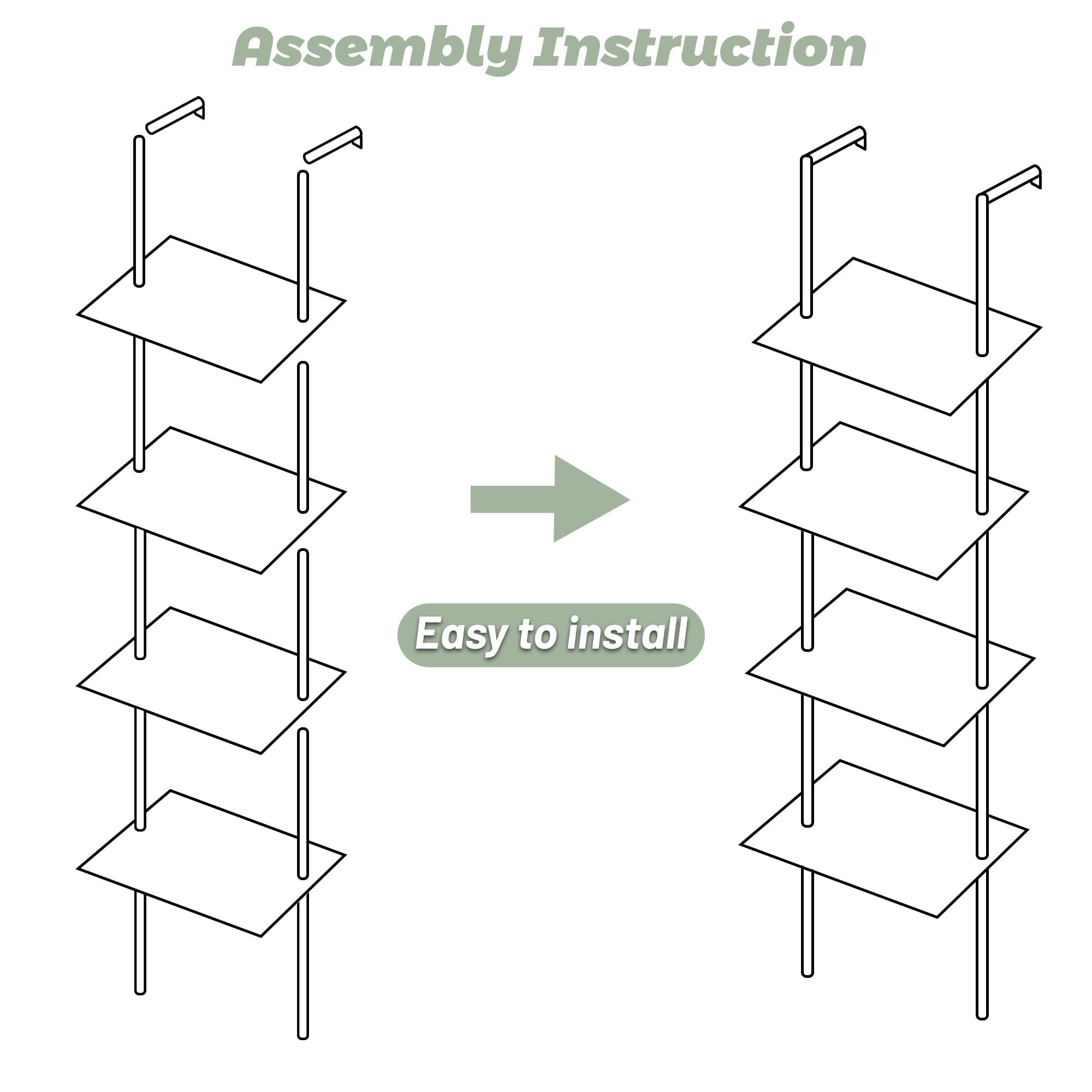 Cutora Acrylic Ladder Bookshelf 9.5" D x 15.6" W x 60" H Clear Bookcase Narrow Display Shelf for Small Space Wall Mounted Storage Rack for Living Room Bedroom Cloakroom Bathroom (4-Tier)