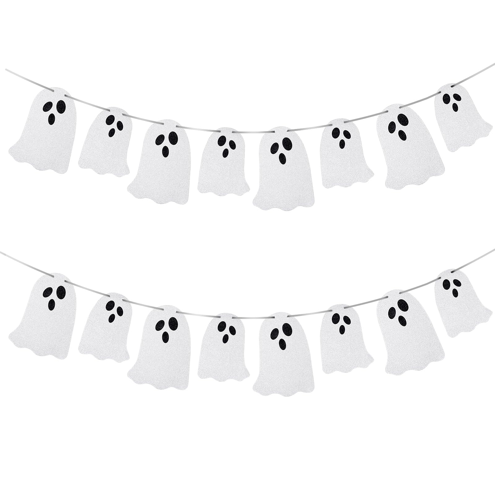 Ngdhkd 3 Pack Halloween Hanging Ghost Banner Decoration Halloween Party Ghost Banner Glitter Ghost Garland Decoration for Haunted Houses Indoor Outdoor Room Decoration