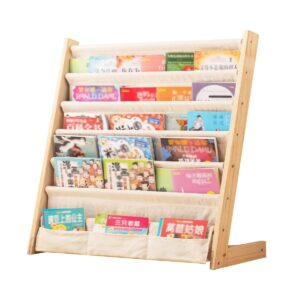 warebro (Upgraded New English Manual) November 2024,Wooden Toddler Book Shelf Organizer - Wooden Kids Book Case Storage - Kids Easy to Reach Bookshelf for Nursery, Bedroom, Playroom, Classroom