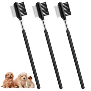 Gjinxi 3 PCs Dog Eye Comb Tear Stain Remover, Double Sided Pet Grooming Facial Comb, Soft and Bristles Flea Tick Removal Brush, Multipurpose Tool Small Cat Puppy Removing Crust Mucus and Flea