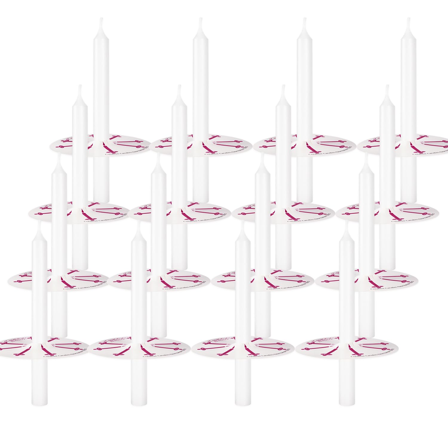 100 Pieces 5-Inch White Unscented Taper Candles with Drip Protectors for Church, Prayer, Shabbat, and Vigil Use