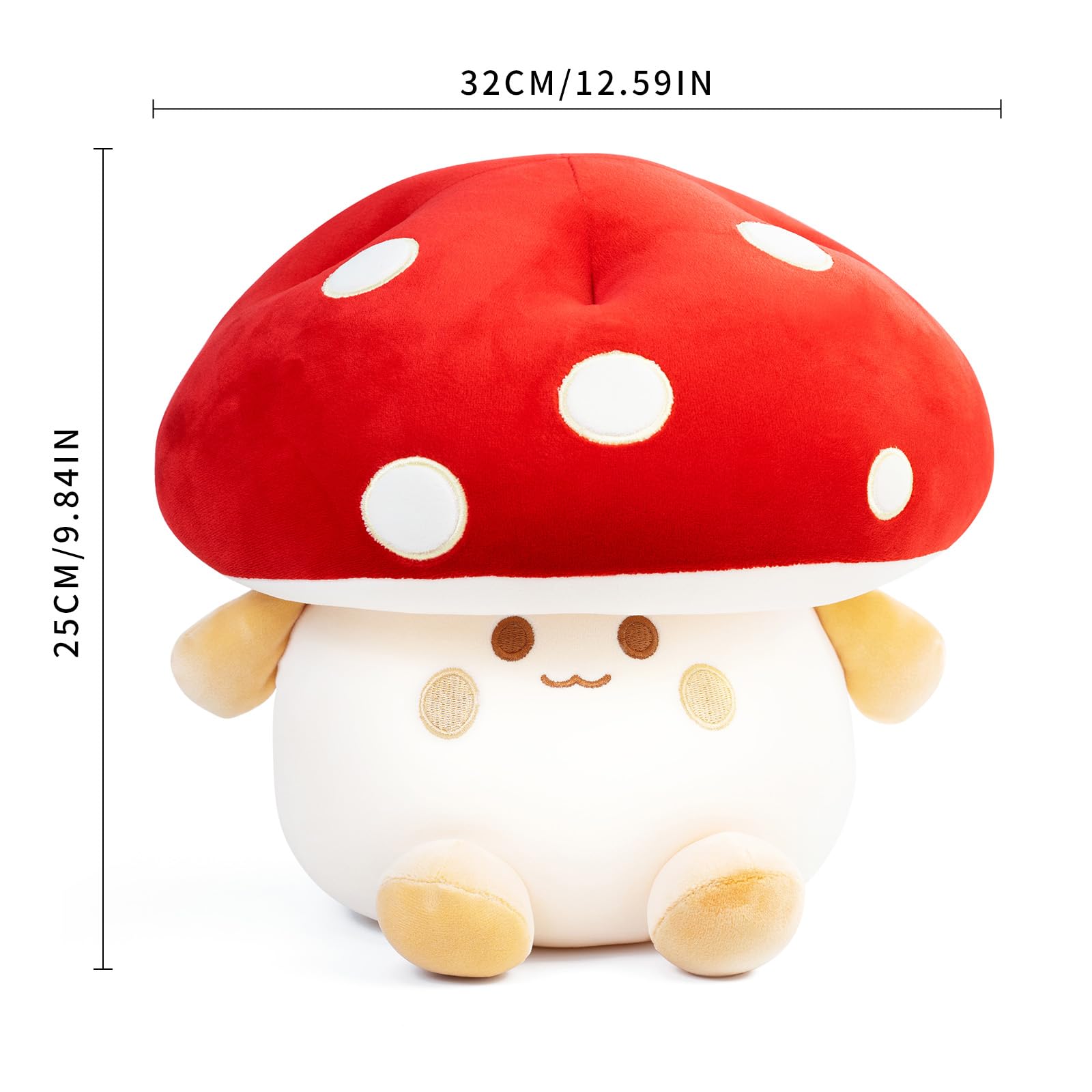 Nuokin Mushroom Plush Toys 12 inch Cute Stuffed Mushroom Pillow Stuffed Toy Birthday Present Home Decor Halloween for Kids