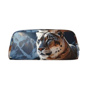 csgjmygs pencil case leather pencil pouch mountain lions pencil bags large capacity pencil organizer with zipper portable travel makeup bag desktop stationery organizer for women men