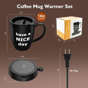 Coffee Mug Warmer & Mug Set, 60W Coffee Cup Warmer for Desk Home Office Use with 4-Temperature Settings, Auto On/Off Gravity-Induction, 14Oz Mug, Great Coffee Gift on Christmas/Birthday, 2024 Upgrade