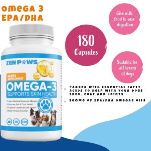 Omega 3 Fish Oil for Dogs - 180 Count Tablet Treats – Helps Shedding, Skin Allergy, Itch and Dry Skin Relief, Hot Spots - Joint Health - Skin and Coat Supplement - Salmon Oil - Duck Flavor