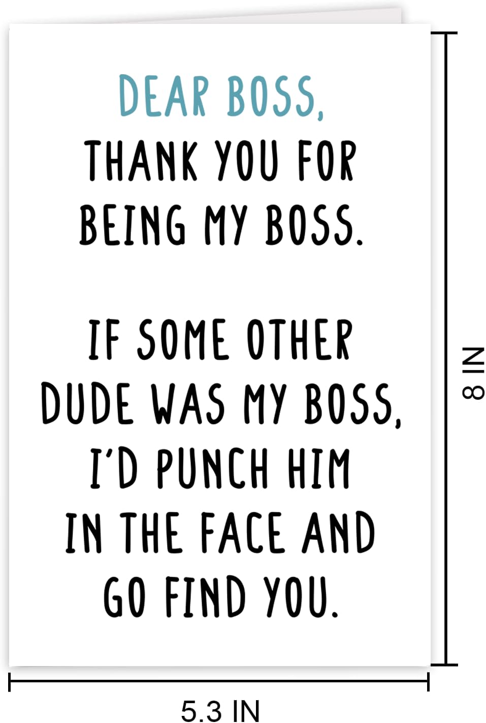 COLINHELIN Lovely Boss Thank You Card For Him, Funny Boss Day Card for Boss Men, Appreciation Card for Male Boss Leader, Boss Day Gift for Boss, Female Boss Card For Him, Boss Birthday for Him Men