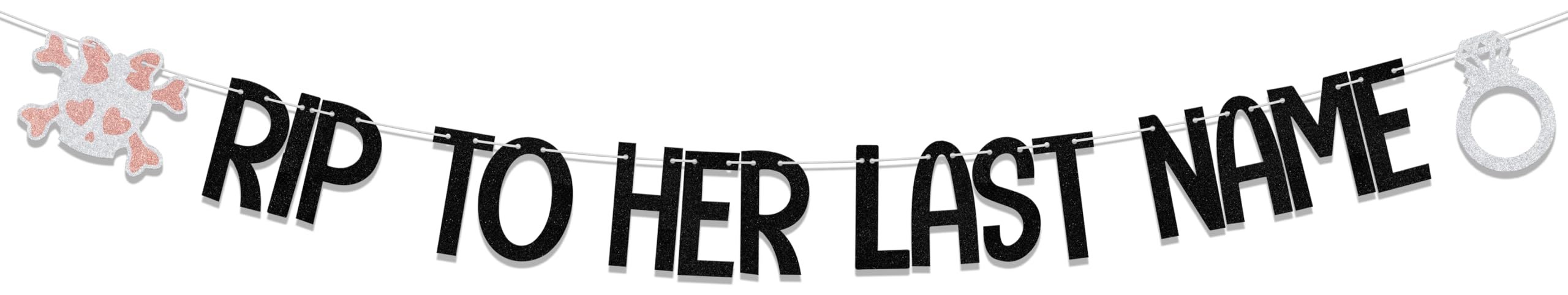 Rip To Her Last Name Banner,Rip Single Life Decor,Fun Bach Bride Or Die Wedding Engagement,Halloween Emo Bridal Shower Engagement Wedding Party Supplies Black