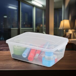 Qqbine 16 Quart Clear Latching Storage Box, Plastic Storage Container, Latching Bin with Lid, 6 Packs