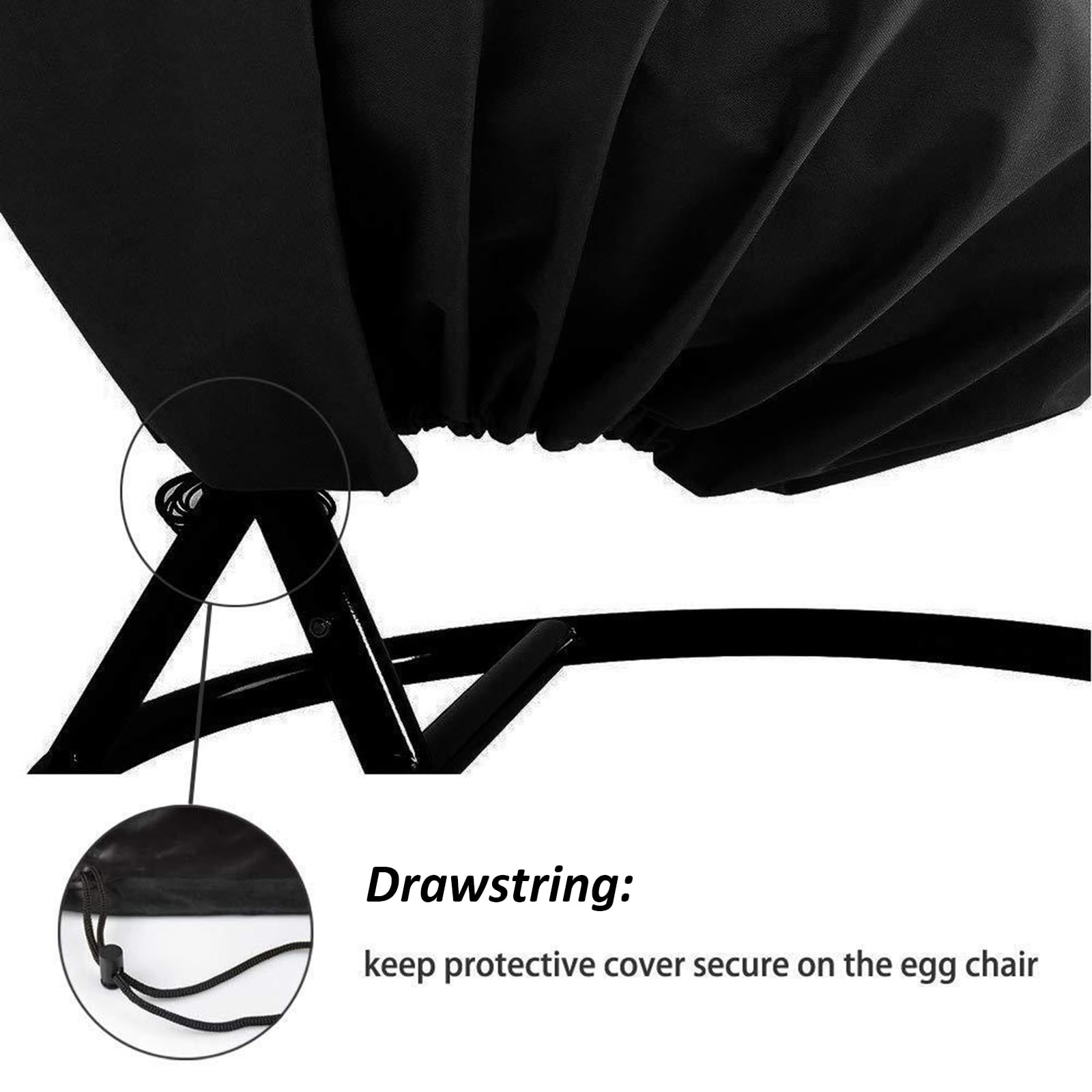 MerwDeeyt Egg Chair Cover Waterproof Outdoor Swing Chair Cover, Patio Hanging Chair Cover Windproof Single Seat Wicker Egg Chair Covers with Zipper & Drawstring (Single Seat 75" H x 45" W)