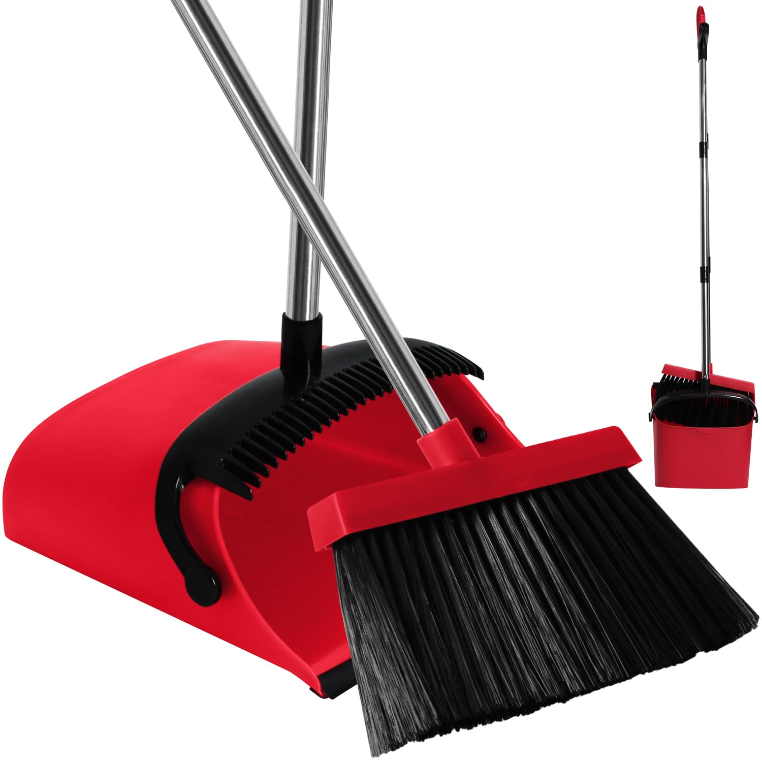 MOPPLEX Broom and Dustpan Set Combo, Kitchen Broom and Dustpan for Easy Sweeping, Premium Broom and Dustpan Set for Home Cleaning, Perfect Dust Pan and Broom Set for Home, Kitchen, and Office