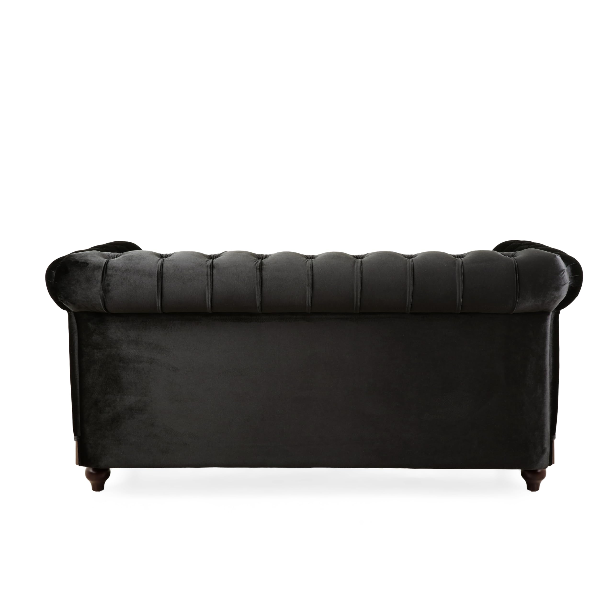 LUMISOL 59" Chesterfield Loveseat with Rolled Arms, Modern Velvet Sofa 2-Seater Tufted Couch with Nailhead and Solid Wood Legs for Living Room, Bedroom, Office, Black