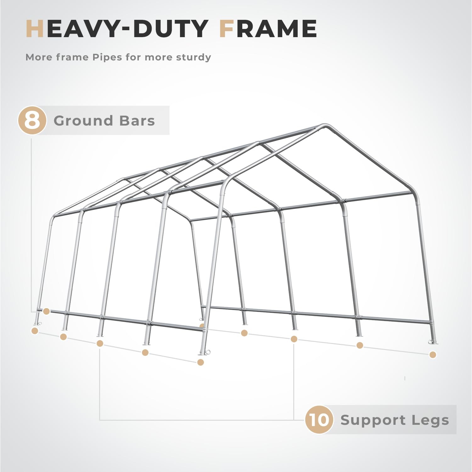 MELLCOM 10 x 20 FT Heavy Duty Carport, Portable Garage with All-Steel Metal Frame & Vents, Anti-Snow Car Canopy Outdoor Storage Shelter shed for Car, Truck, Boat