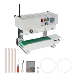 vevor continuous bag band sealing machine, 0.24-0.47 in/6-12 mm seal width, vertical band sealer machine with digital temperature control, carbon steel bag sealer for 0.02-0.8 mm plastic bags films