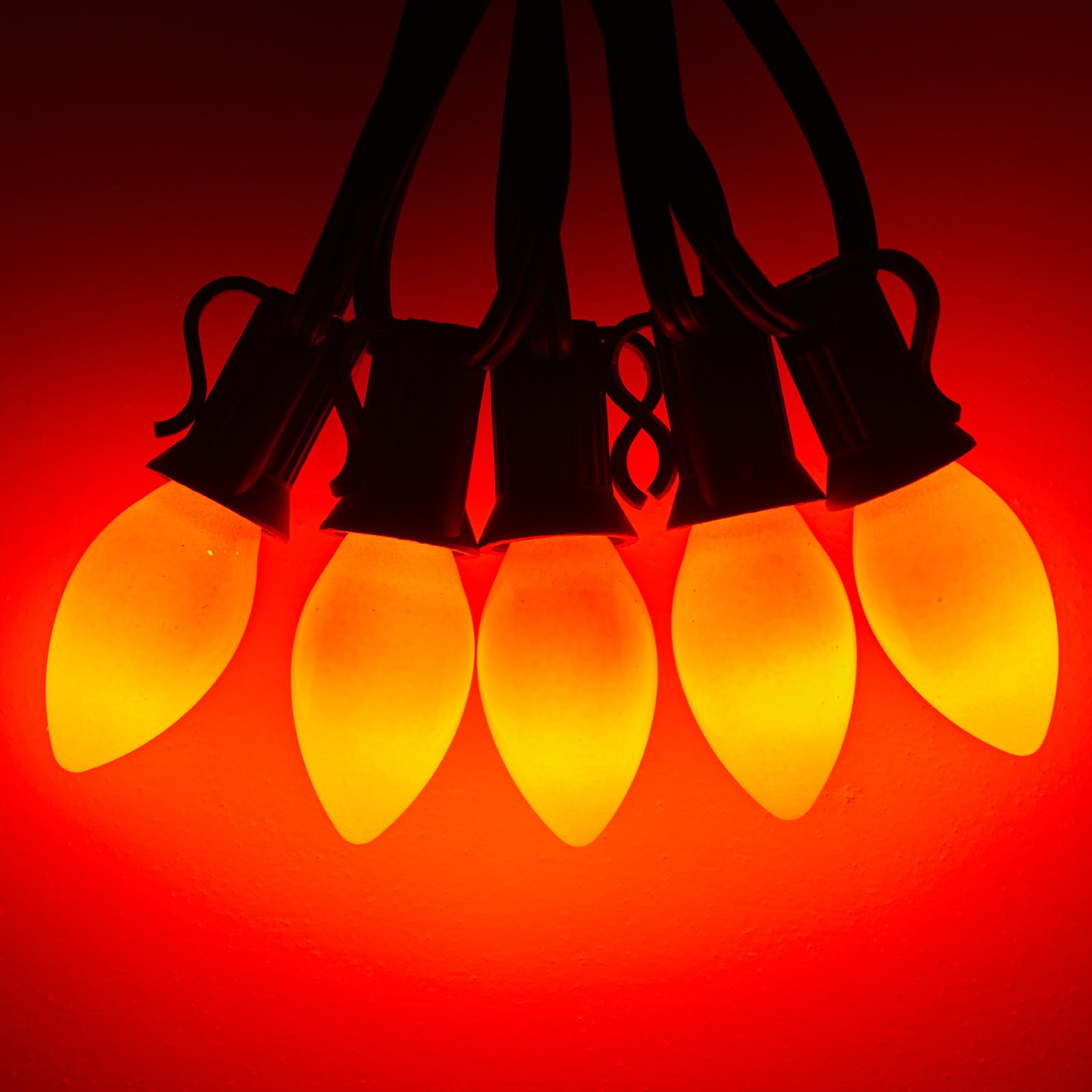 25 Pack C7 Replacement Lights Bulbs, C7 Shatterproof C7 Replacement Lights for Halloween String Lights Orange