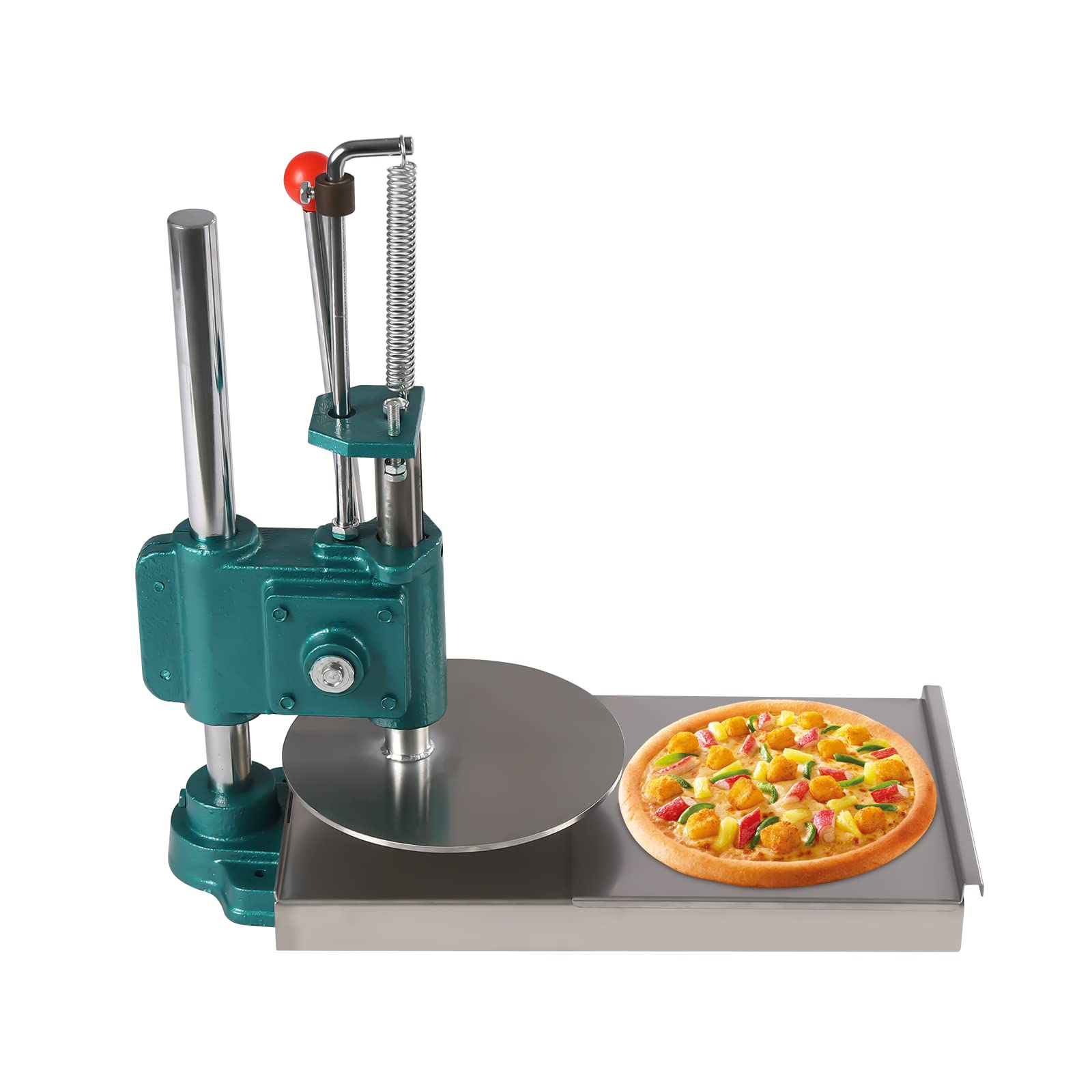 9.5" Manual Pizza Dough Press Machine, Household Pizza Pastry, Commercial Chapati Sheet Pizza Crust Press Plate w/ 0.2" Thick Disc, Height Adjustable Pizza Forming Machine (24cm/9.5in)