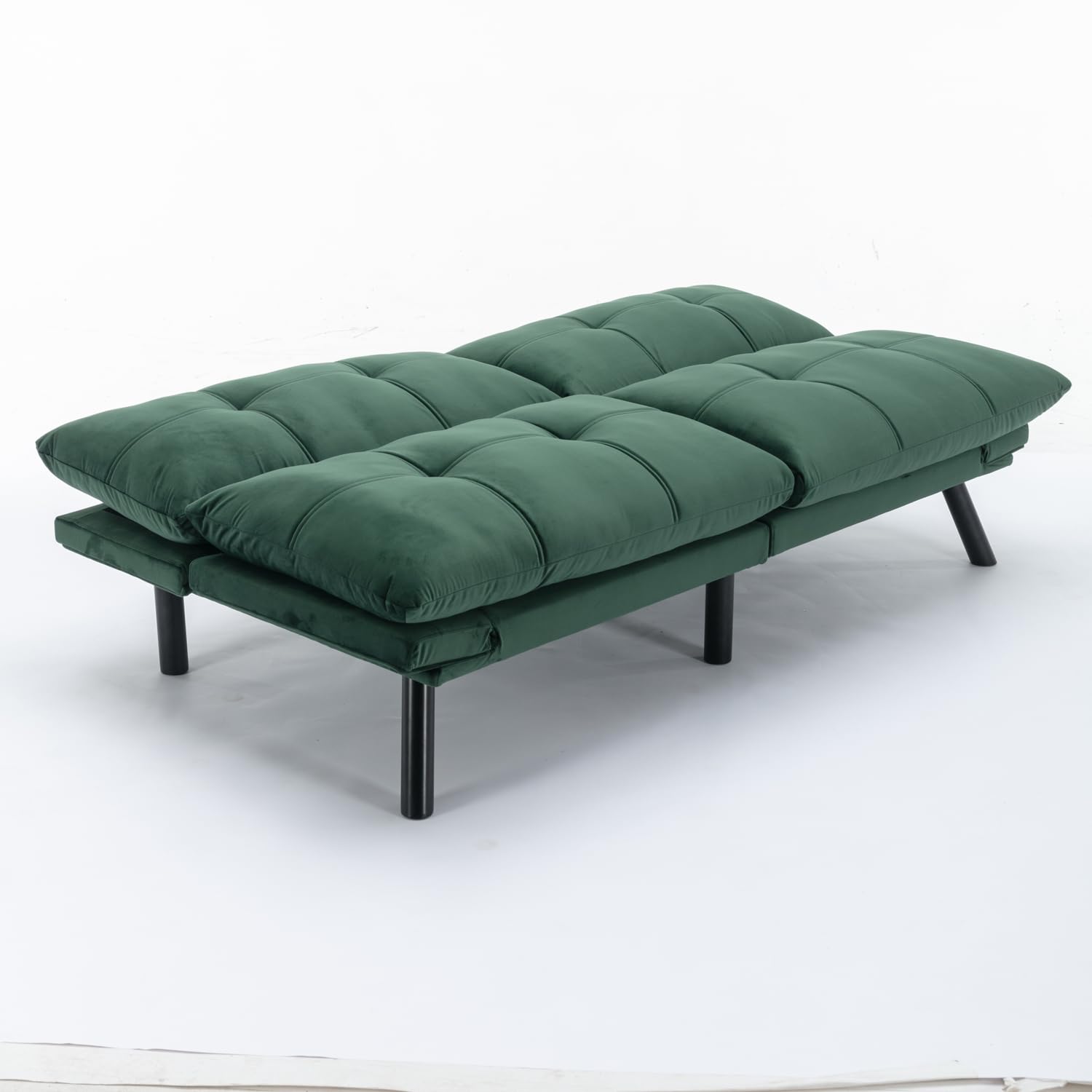 JDMYC Furniture Modern 71" Futon Sofa Bed, Velvet Small Sofa Couch Bed with 6 Support Legs, Sleeper Sofa, Loveseat for Living Room, Home Office, Bedroom, Small Spaces, Guest Room, Apartment (Green)