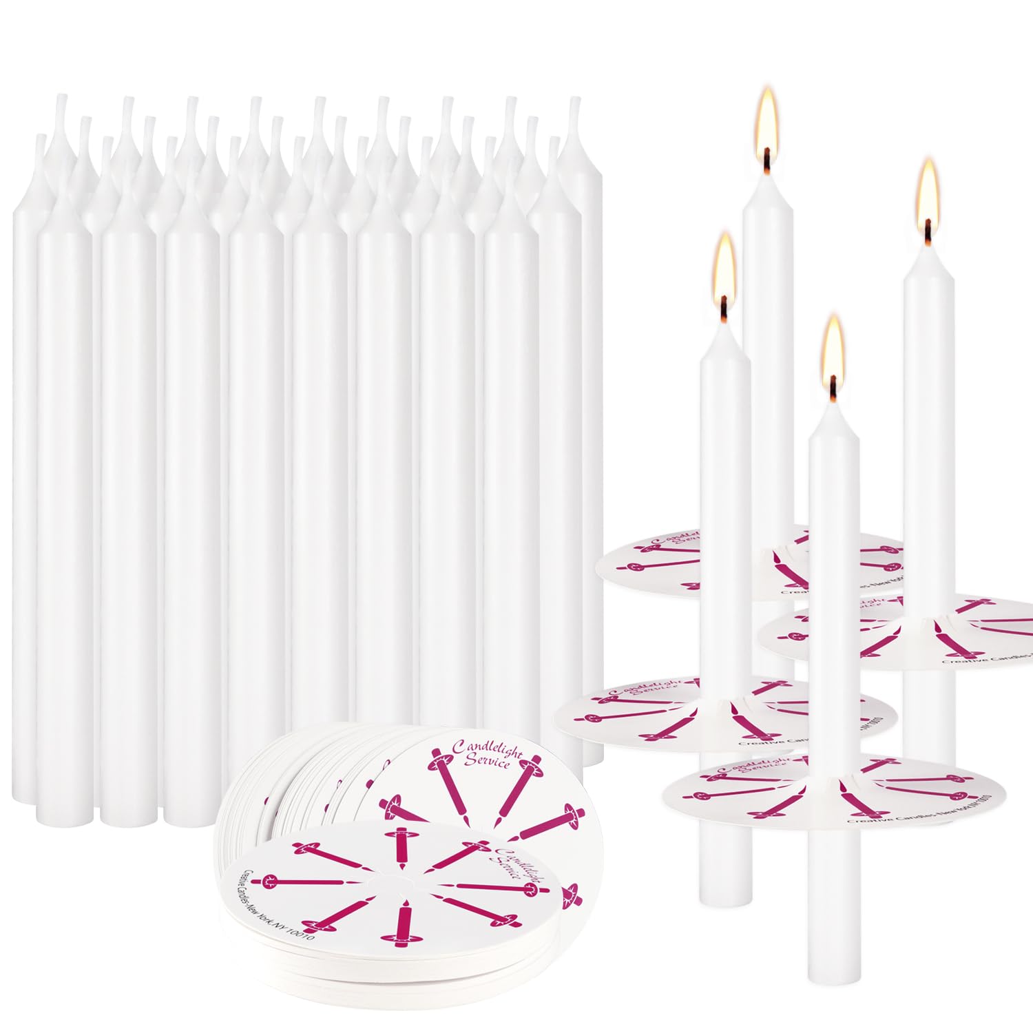 100 pcs odorless Taper Candles, White, Handheld with drip Protection, 5 inches, Church Prayer Candles, Sabbath Candles, Religious Candles……