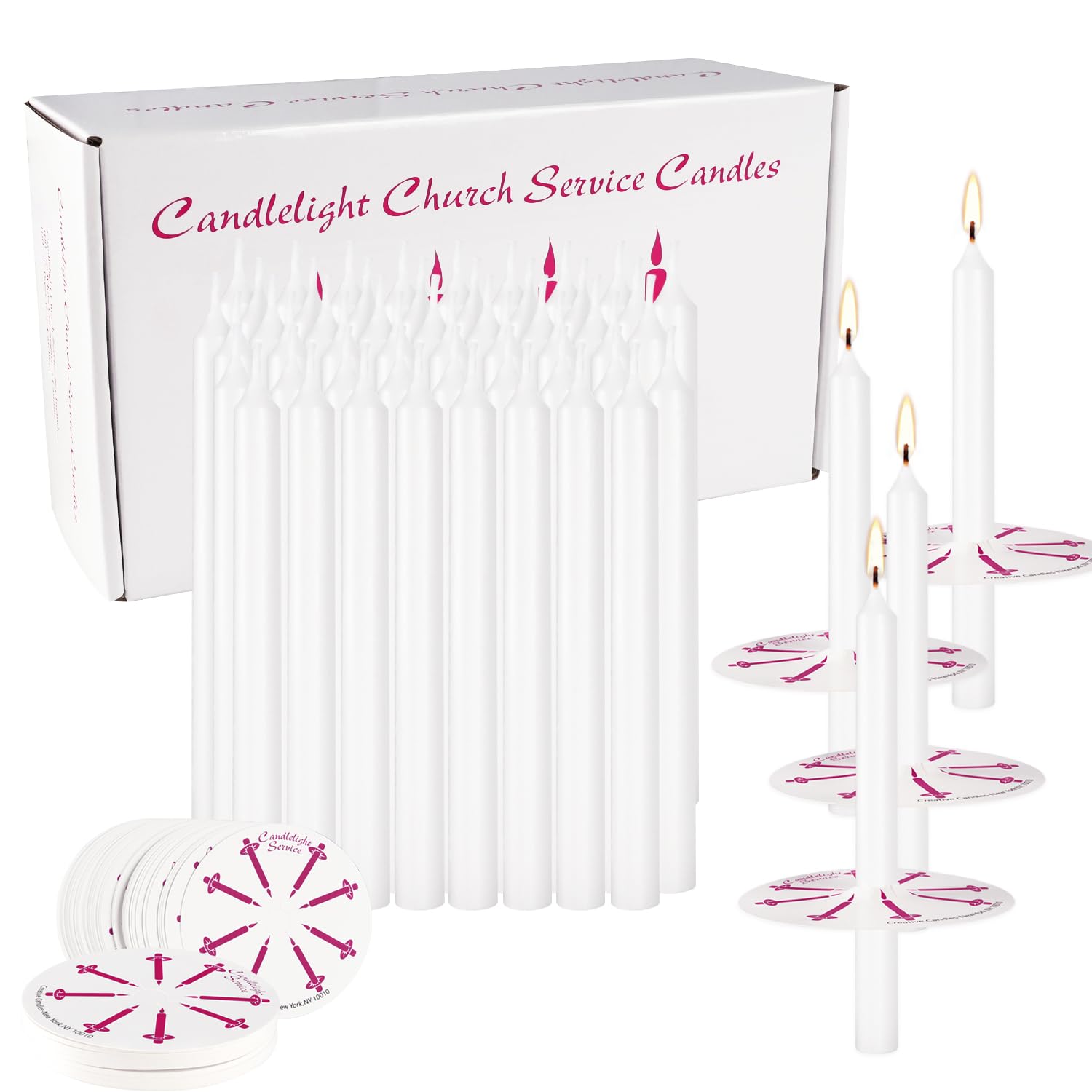 100 pcs odorless Taper Candles, White, Handheld with drip Protection, 5 inches, Church Prayer Candles, Sabbath Candles, Religious Candles……