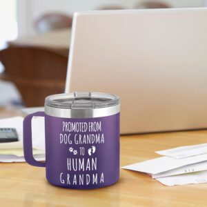 Gossby 14oz Grandma Cup Tumbler - Promoted from Dog Grandma to Human Grandma - Christmas Gift for New Grandma, First time Grandma, Soon to be Grandma - Grandma Baby Announcement Gift