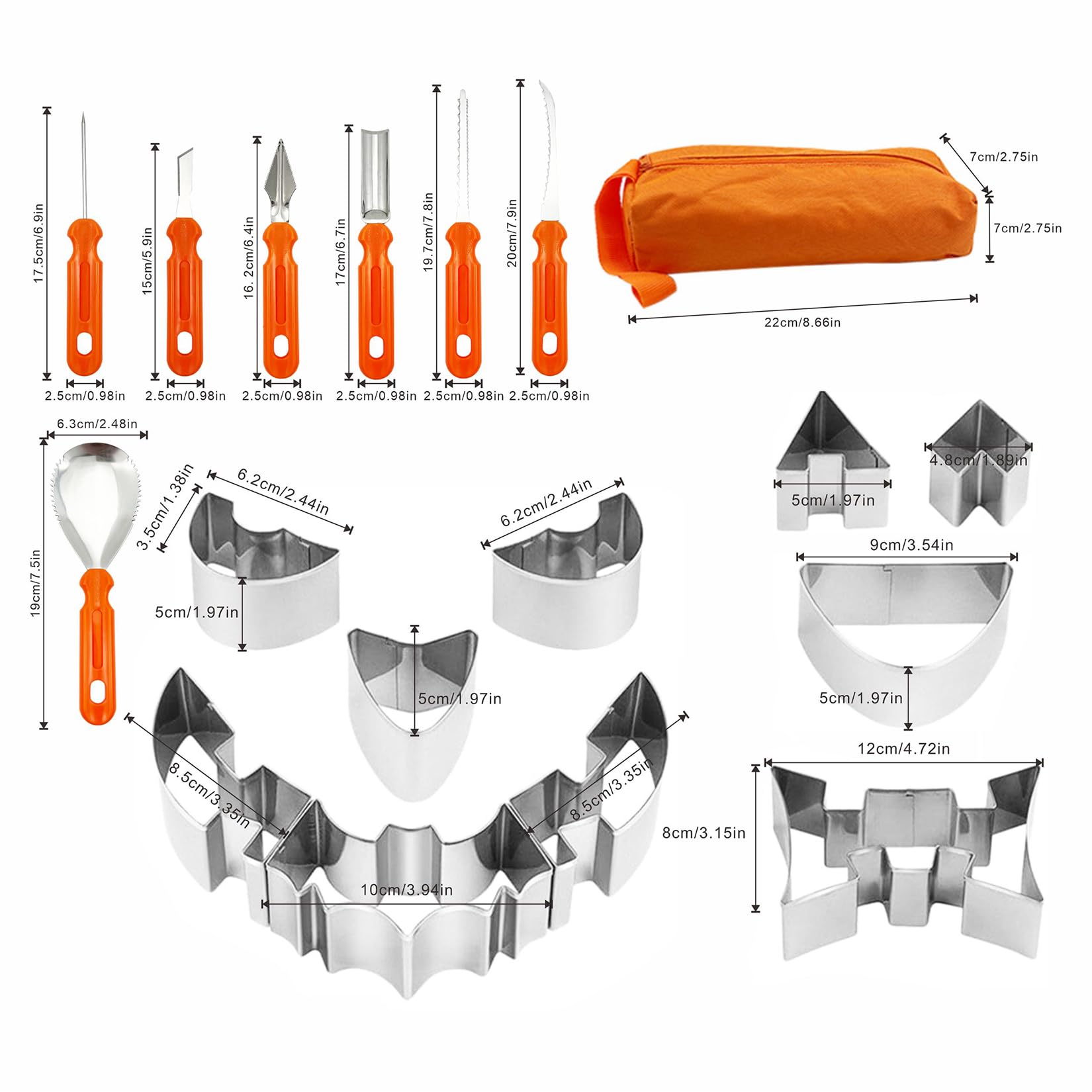 Pumpkin Carving Kit, Halloween Decorations Stainless Steel Pumpkin Carving Tools, Pumpkin Carving Kit for Adults, Carver Tool with Carrying Bag, Family DIY Carving Pumpkins Gift (17PCS)