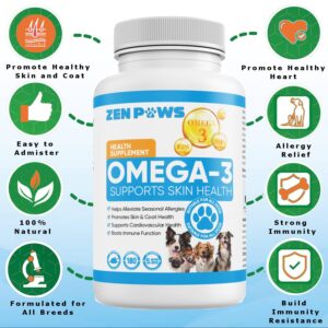 Omega 3 Fish Oil for Dogs - 180 Count Tablet Treats – Helps Shedding, Skin Allergy, Itch and Dry Skin Relief, Hot Spots - Joint Health - Skin and Coat Supplement - Salmon Oil - Duck Flavor