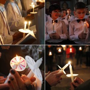 100 Pieces 5-Inch White Unscented Taper Candles with Drip Protectors for Church, Prayer, Shabbat, and Vigil Use