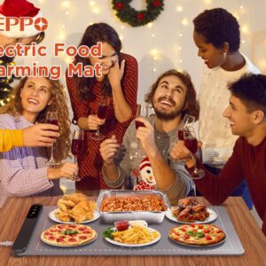 FEPPO Food Warming Mat, Upgrade High-tech Graphene Heating Film, Fast Full Surface Electric Warming Tray with 6 Level Adjustable Temperature and 6 Hours Timer, Roll Up Food Warmers for Parties Buffet