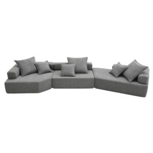 lumisol 3 piece modular u shaped boucle floor couch set, spacious sectional sofa couch for living room, foam-filled sofa bed for apartment office, convertible sleeper couch, gray