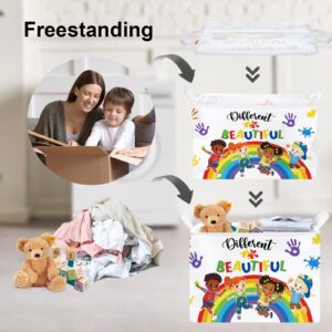 Clastyle Rainbow Baby Laundry Hamper Kid Storage Basket Boy Girl Gift Toy Box Graffiti Handprints Large Clothes Organizer Nursery Bin for Bedroom, (Colorful 36L)