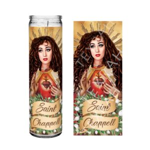 saint chappell roan celebrity prayer devotional parody altar candle, 8" white unscented