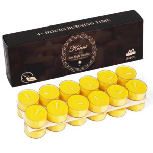 tea lights candles unscented 24 pack smokeless dripless with 4 hour, small votive candle for home, pool, shabbat, weddings & emergencies