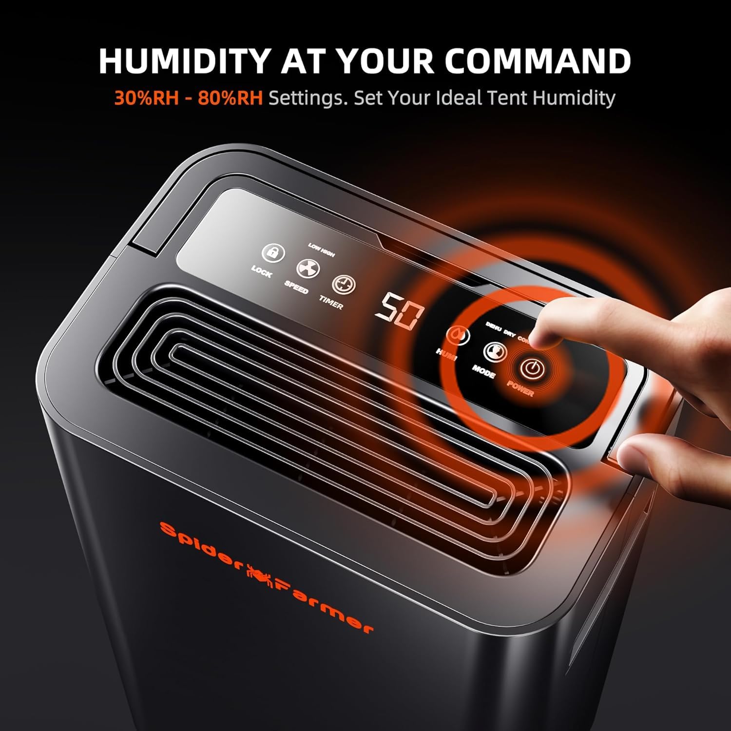 Spider Farmer Dehumidifier with Drain Hose and Pump 2000 Sq.ft Deshumidificador Smart Humidity Control & Display, Air Duct, 24H Timer Powerful Moisture Removal for Basement Home and Grow Tent (Update)