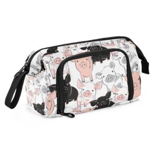 jinhinox cute pigs pencil case pouch large pencil cases bag aesthetic marker pen case cute preppy pencil pouches organizer box for school supplies teen girls work kids boys women men