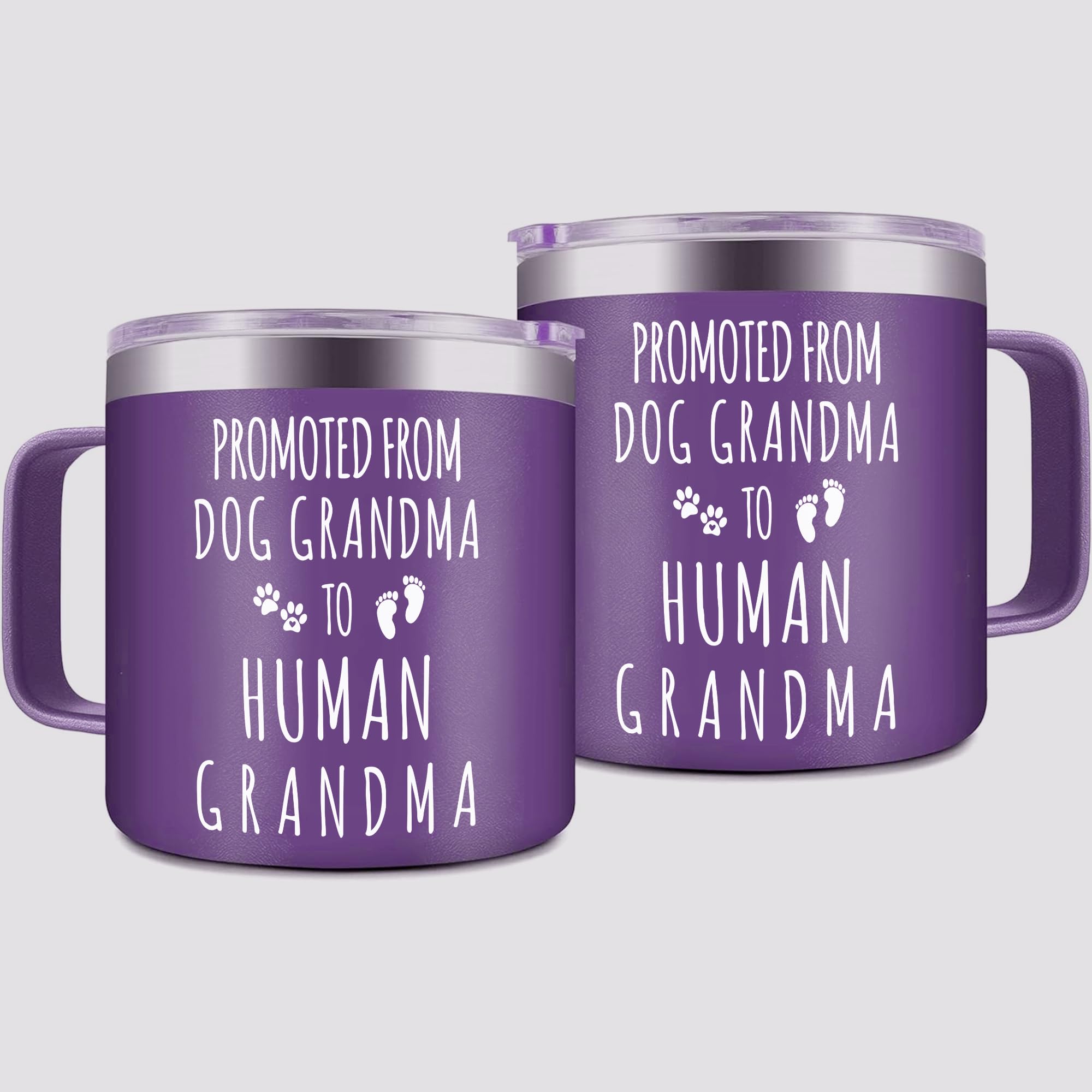 Gossby 14oz Grandma Cup Tumbler - Promoted from Dog Grandma to Human Grandma - Christmas Gift for New Grandma, First time Grandma, Soon to be Grandma - Grandma Baby Announcement Gift