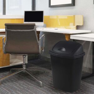 Qqbine 7 Gallon Garbage Can Swing Top, 4 Packs Plastic Trash Can Swing Lid, Swing Garbage Can for Home and Office, Black